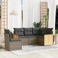 Set Divano da Giardino 5 pz con Cuscini Grigio in Polyrattan 3260058