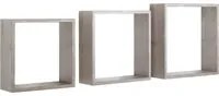 Set 3 Mensole da Parete Cubo in Fibra di Legno Incubo Slim Rovere Grigio New