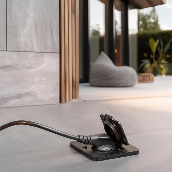 Solight 5B322B - Presa a pavimento da incasso per esterno IP55 nero rettangolare