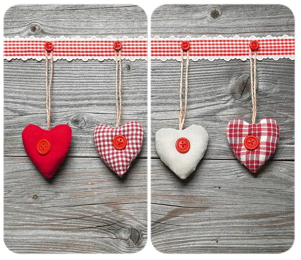 Set di 2 coperchi in vetro per stufa Heart, 52 x 30 cm Hearts - Wenko