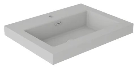 Lavabo da incasso con bordo a vista rettangolare vasca centrale Nantes L 61 x H 6 x P 46 cm in resina grigio satinato