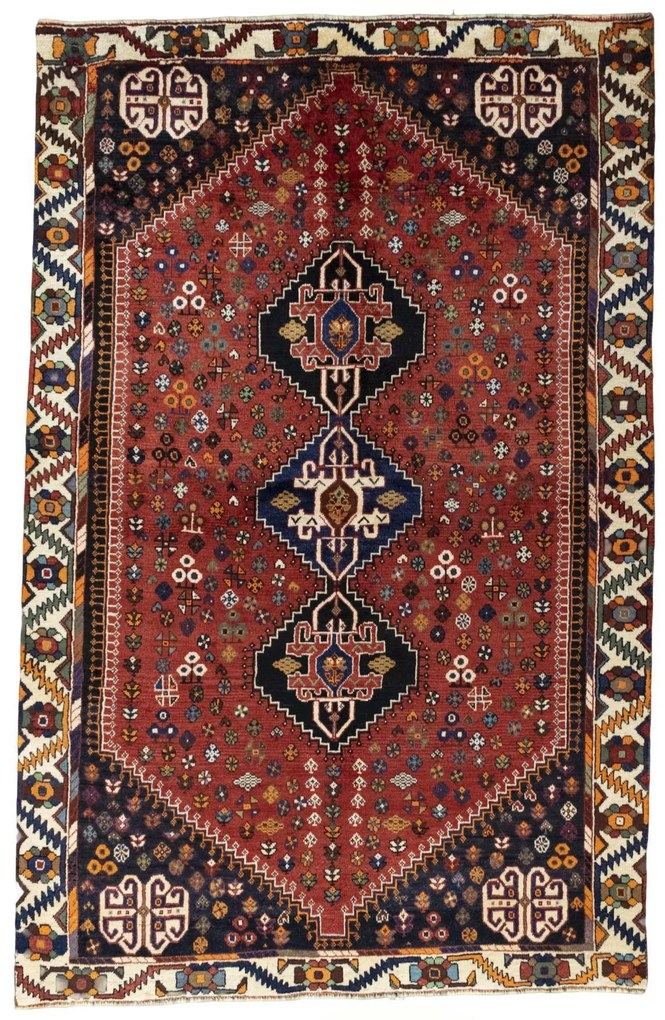 Shiraz Tappeto 260x170 Rosso (Iran) Annodato A Mano