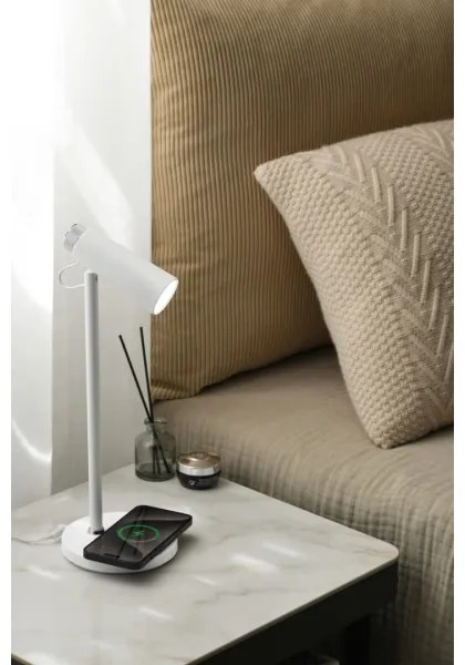 Immax 08990L - Lampada da tavolo LED dimmerabile con Qi di ricarica TIT LED/12W/230V bianco