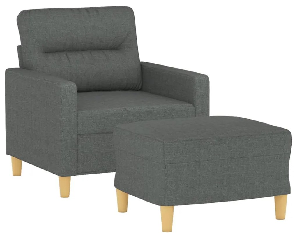 Poltrona con poggiapiedi grigio scuro 60 cm in tessuto