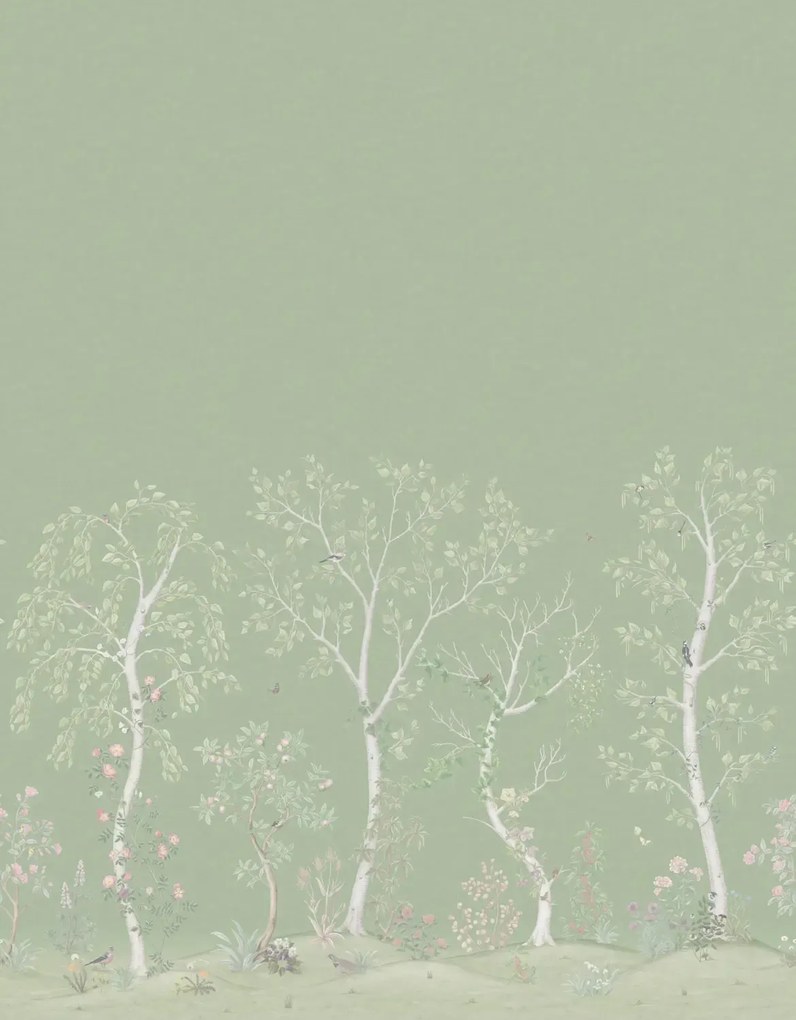 Cole & Son Carta da parati panoramica Seasonal Woods Silk - Jade Silk