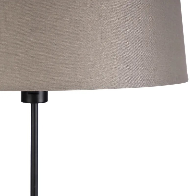Lampada da terra nera con paralume in lino color tortora 45 cm regolabile - Parte
