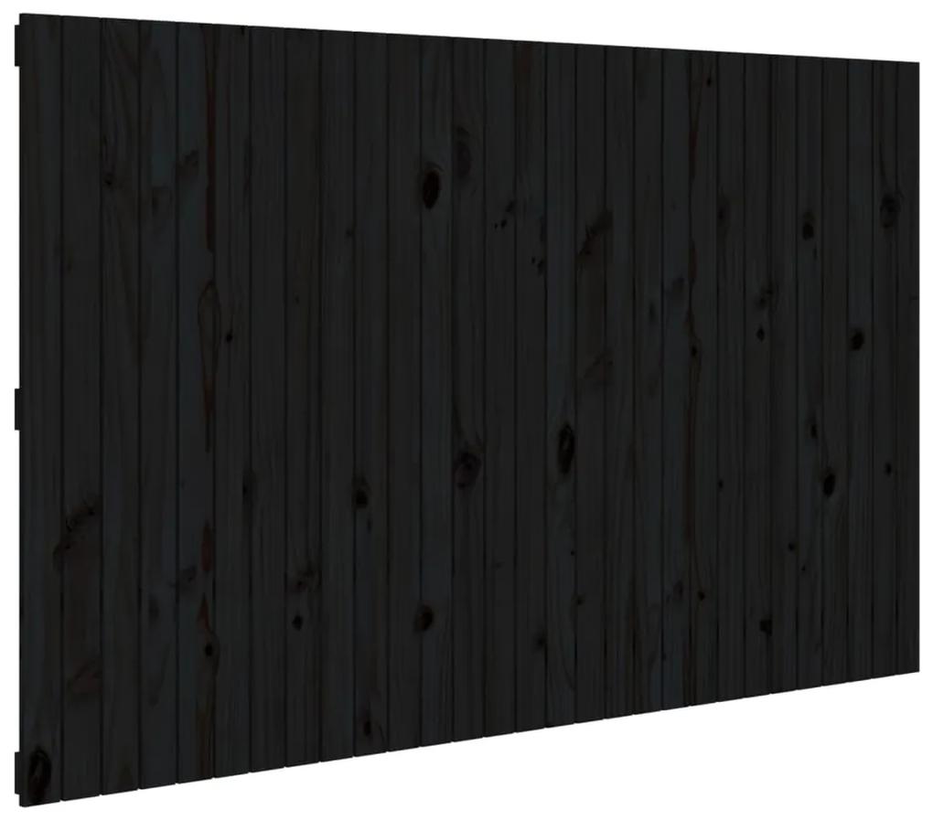 Testiera da parete nera 185x3x110 cm in legno massello di pino
