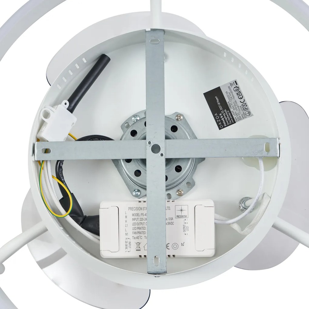 Ventilatore da soffitto bianco 50 cm con LED dimmerabile e telecomando - Maddy