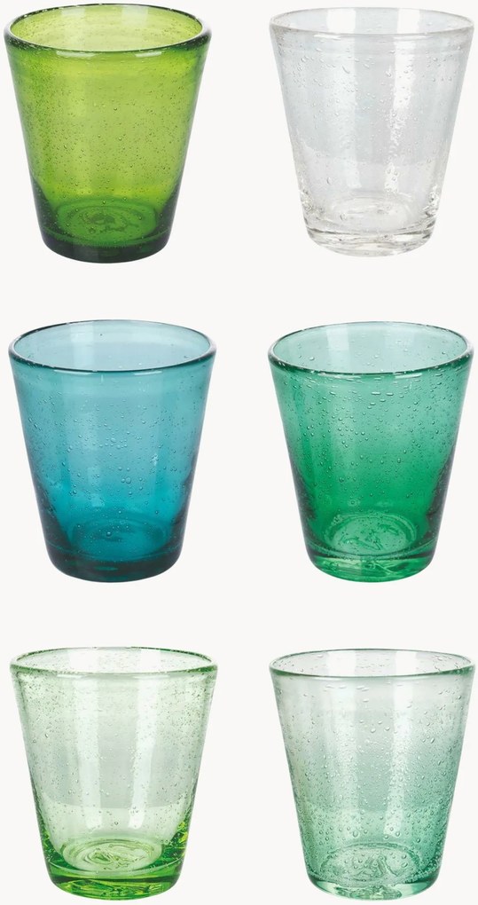 Set di 6 bicchieri in vetro soffiato con bollicine d'aria Cancun