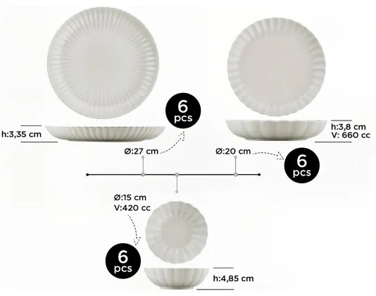 Set da tavola 18 pezzi bianco/porcellana