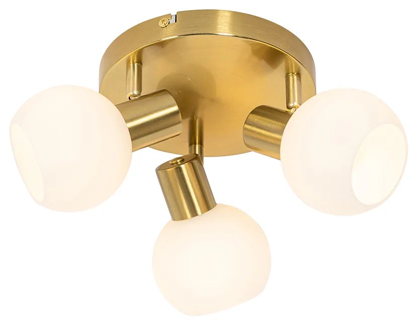 Faretto da soffitto dorato con vetro opalino 3 luci orientabile - Anouk