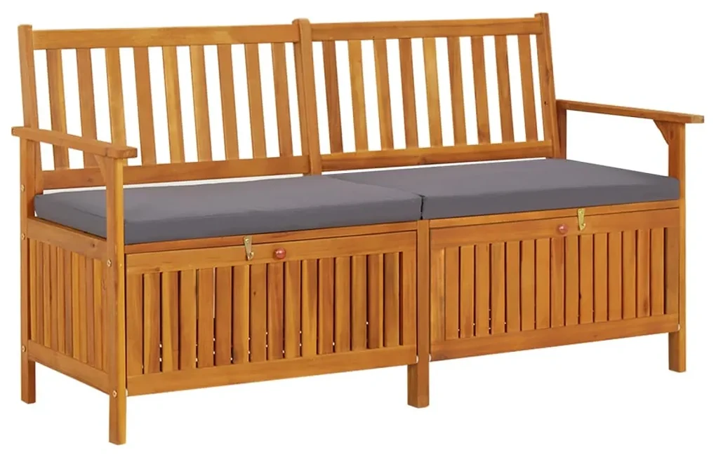Cassapanca con cuscino 148 cm in legno massello di acacia