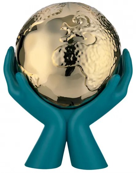 Bongelli preziosi statua moderna scultura mani mondo collezione Globe cm 36 X 27 OTTANIO ORO