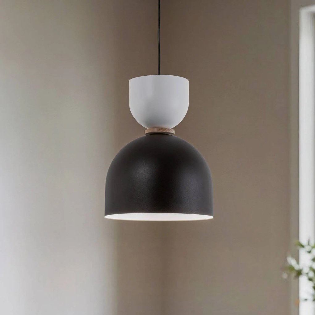 Lamkur Lighting Lampada a sospensione Clementine, nero/bianco, a 1 luce, E27