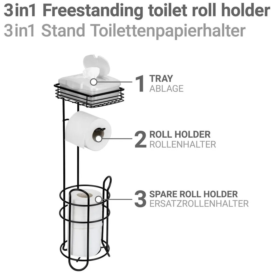 Porta carta igienica nero opaco in acciaio – Wenko