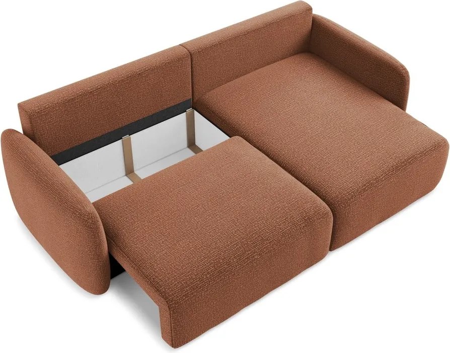 Divano angolare color mattone allungabile/con contenitore (con penisola a destra) Kalena – Makamii