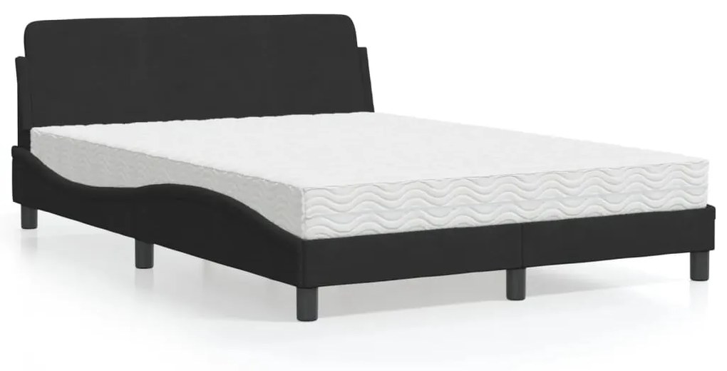 Letto Con Materasso Nero 120x200 Cm İn Velluto /
