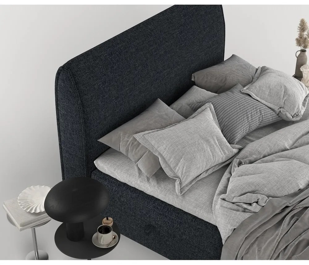 Letto boxspring nero con contenitore 140x200 cm Melba - Maison de Rêve