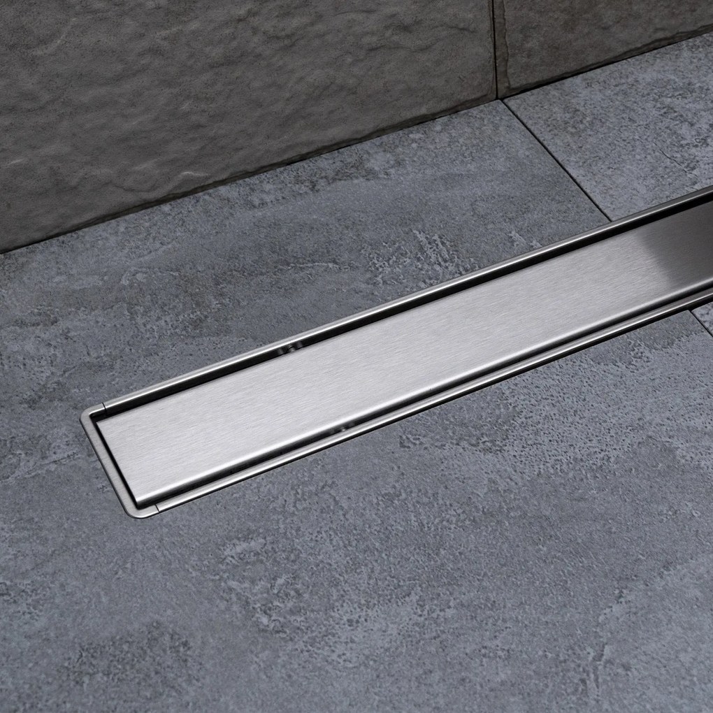 Canalina Di Scarico a Pavimento Piastrellabile 85 Cm Karag "Primo Compact Line" Cromo Lucido