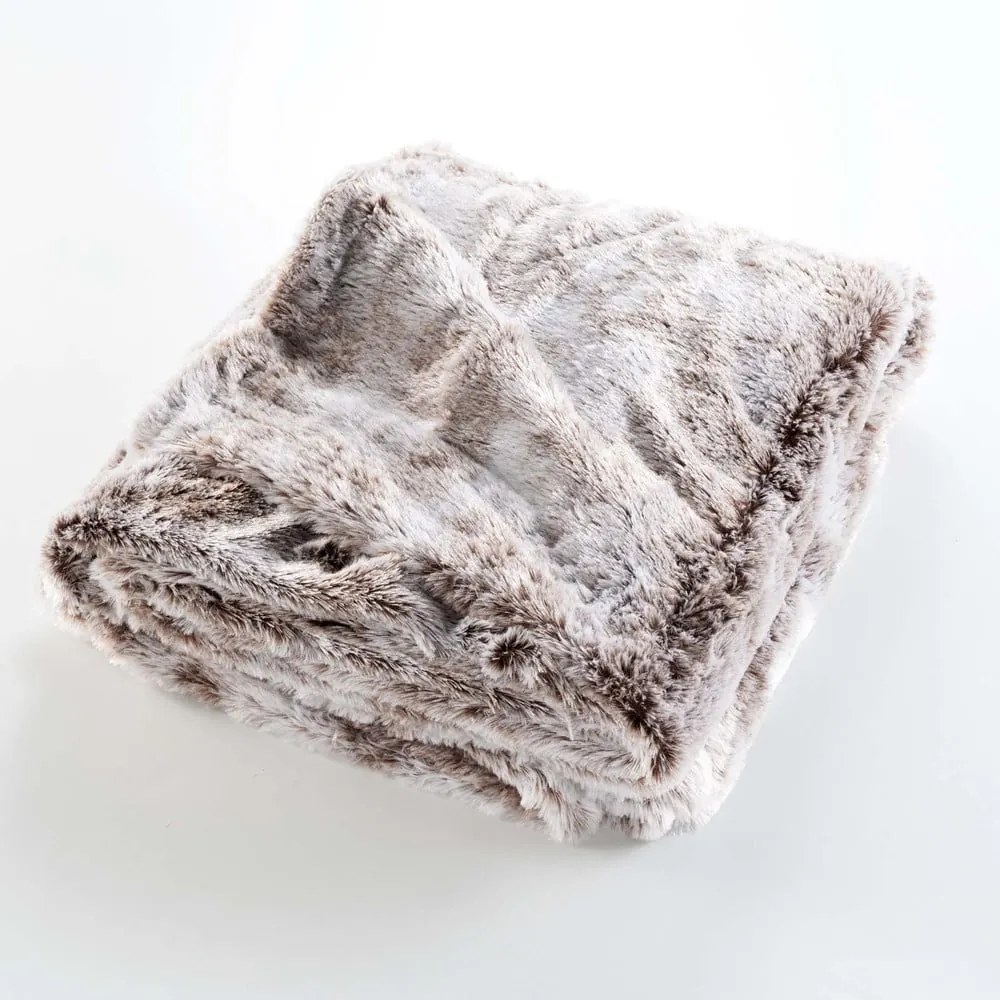 Coperta marrone in pelliccia finta 180x220 cm Antartic – douceur d'intérieur