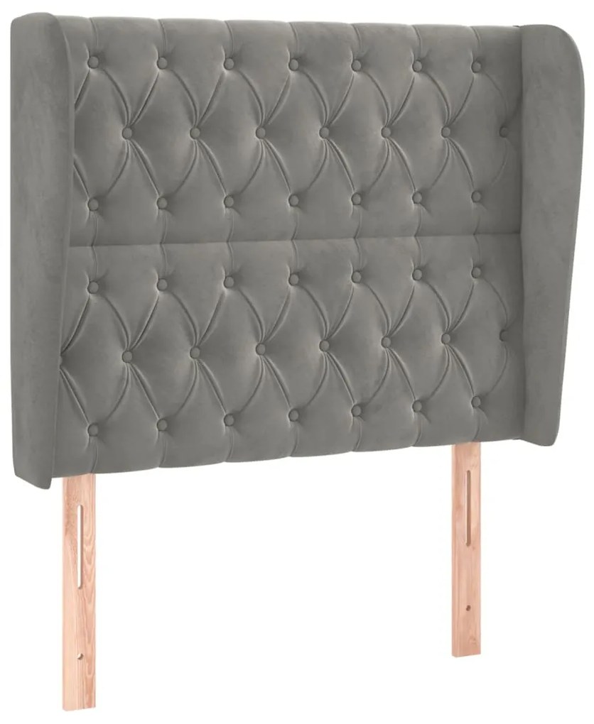 Testiera ad orecchio grigio chiaro 93x23x118/128 cm in velluto