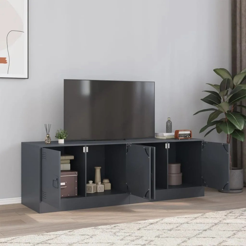 Mobili Tv 2 Pz Antracite 67x39x44 Cm İn Acciaio /