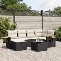 Set Divani da Giardino con Cuscini 7pz Nero Polyrattancod mxl 89766