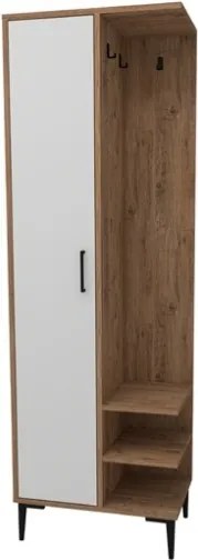 Mobile Ingresso Cappottiera 60 Cm Con Anta Laterale Freia Rovere E Bianco