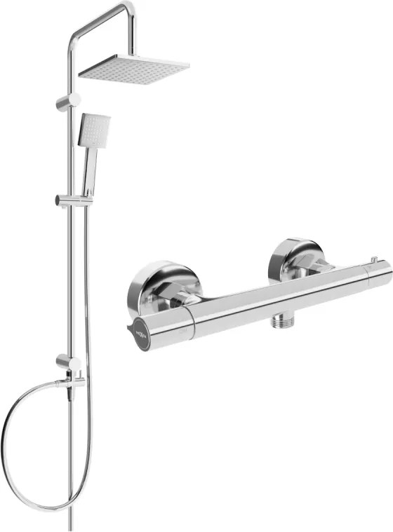 Mexen Tord set doccia a parete con soffione e miscelatore termostatico Slim, cromo - 77105200-00
