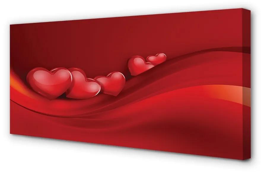 Quadro su tela Cuori di sfondo rosso 100x50 cm
