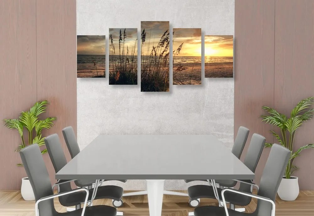 Quadri 5 pezzi – Tramonto sulla spiaggia