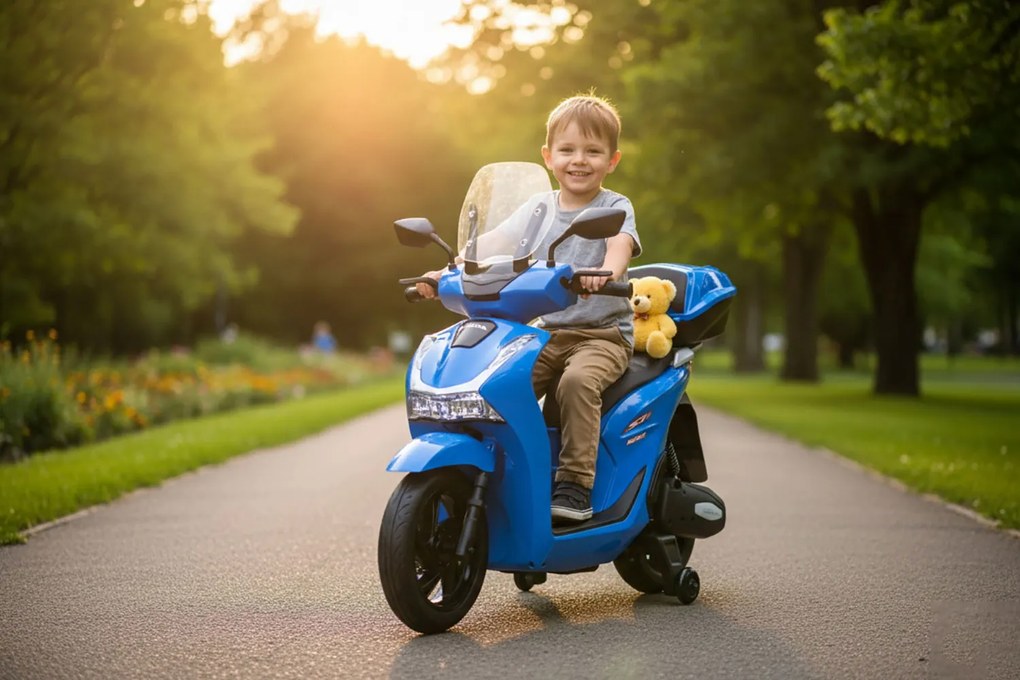 Scooter Elettrico per Bambini Licenza Ufficiale Honda SH125 12V con Ruote EVA e Sedile Pelle Blu...