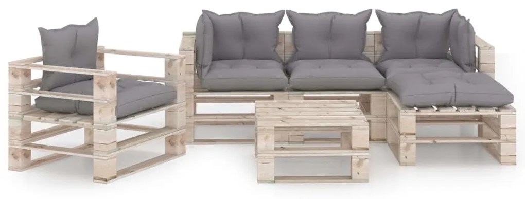 Set divani da giardino pallet 6 pz con cuscini in legno di pino