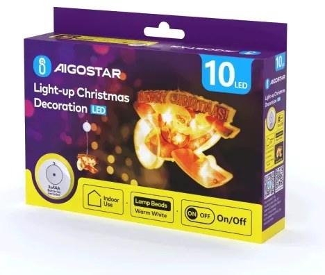 Aigostar - Decorazione natalizia LED LED/3xAAA aeroplano natalizio 17cm
