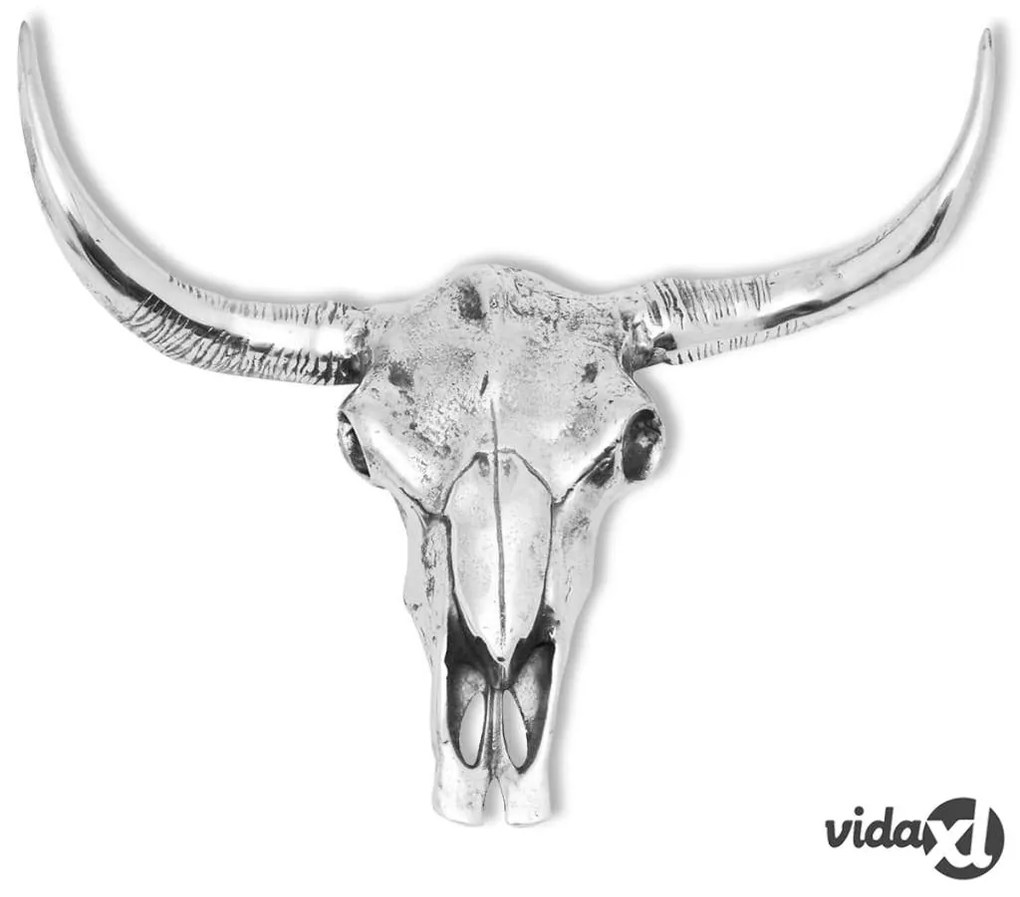 vidaXL Decorazione Testa del Cranio a Parete in Alluminio Argento