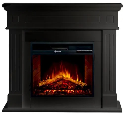 Camino elettrico da terra in legno Nero CAMBRIDGE 110x36x100h