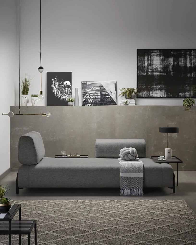 Kave Home - Divano Compo 3 posti grigio scuro 232 cm | BIANO