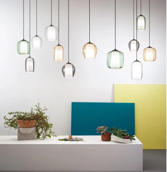 Ondaluce - Lampadario sospeso a cavo BONNIE 1xE27/15W/230V Ø 15,5 cm nero/beige fumé