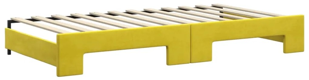 Divano Letto Estraibile con Materassi Giallo 100x200 cm Velluto