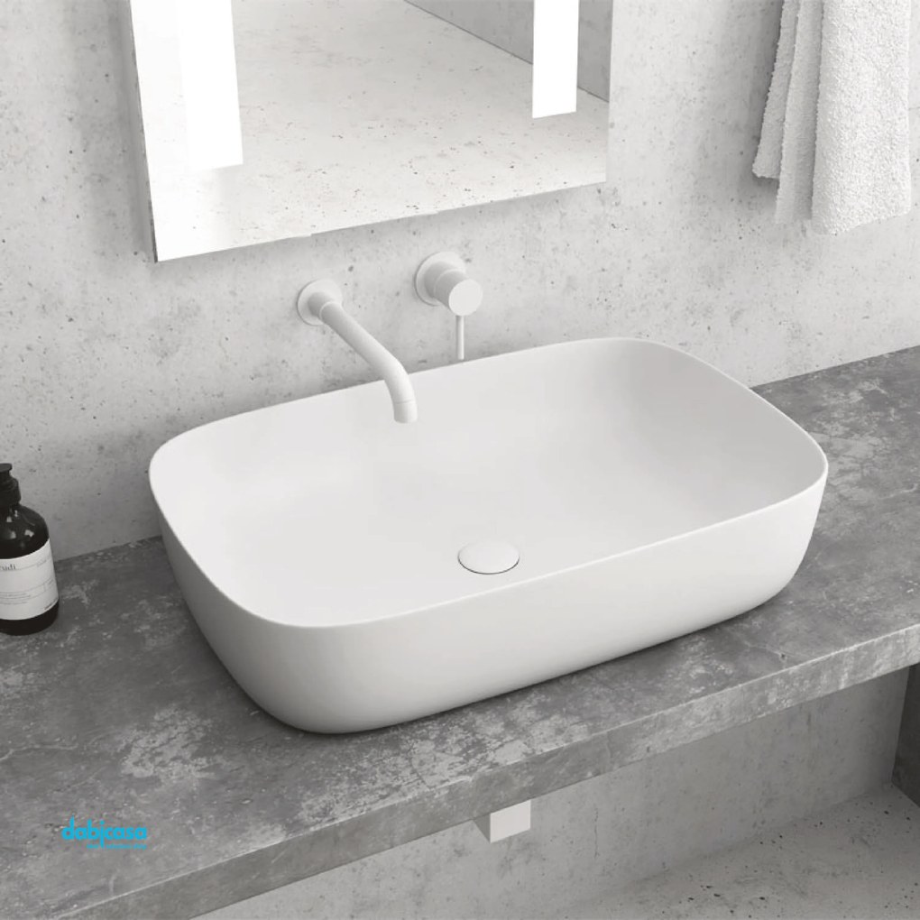 Lavabo D'Appoggio Da 60x39 Cm Finitura Bianco Opaco