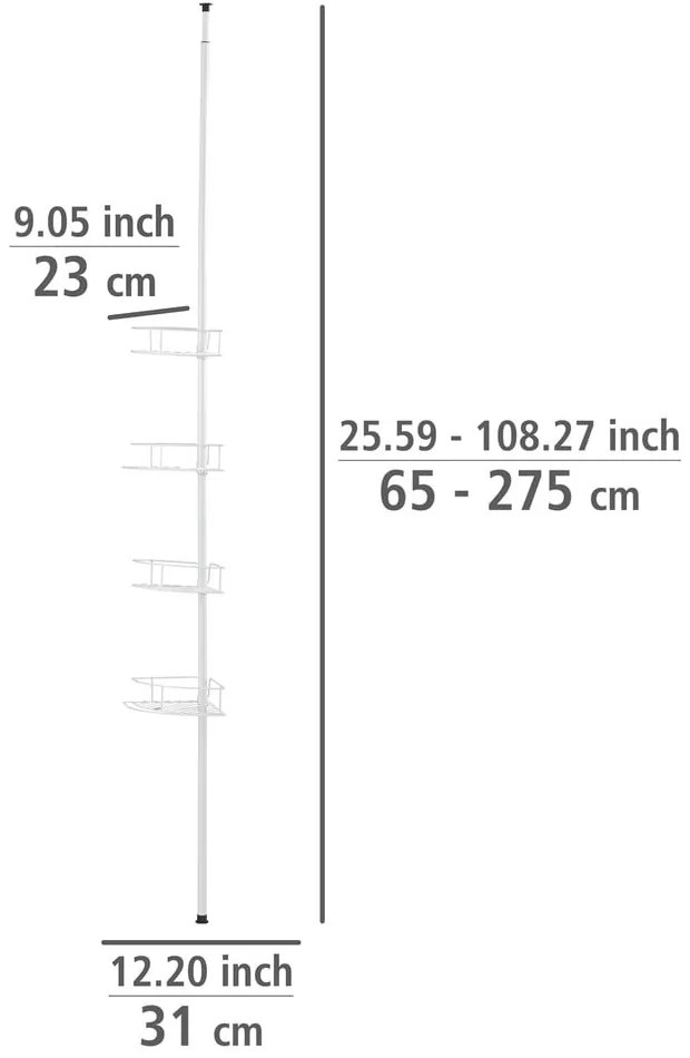 Mensola telescopica angolare in acciaio inox bianco per il bagno Dolcedo - Wenko