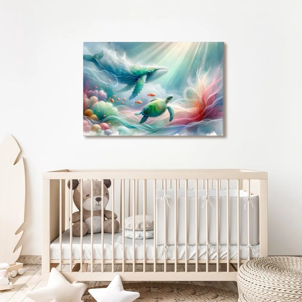 Quadro su tela – Balena e tartaruga marina