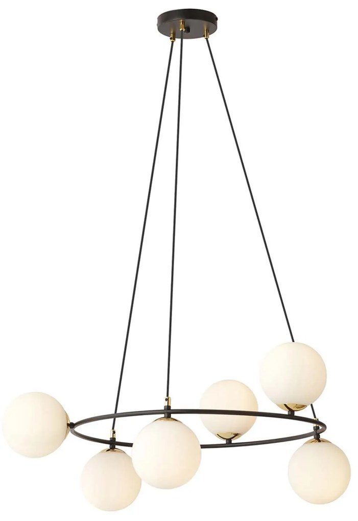 Lampadario Minimal Tiamat Acciaio Nero Oro 6 Luci E14 Ip20