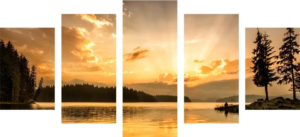 Quadri 5 pezzi – Riflesso del lago di montagna