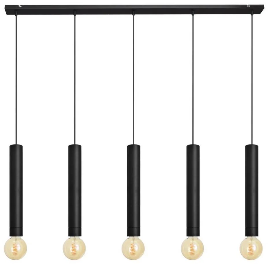 Lampadario a sospensione con filo TUBA 5xE27/15W/230V nero