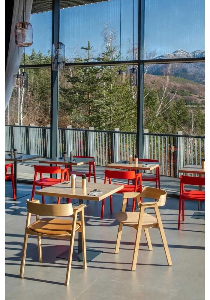 Sedia da pranzo di colore naturale in rovere massiccio con braccioli Flip – Gazzda