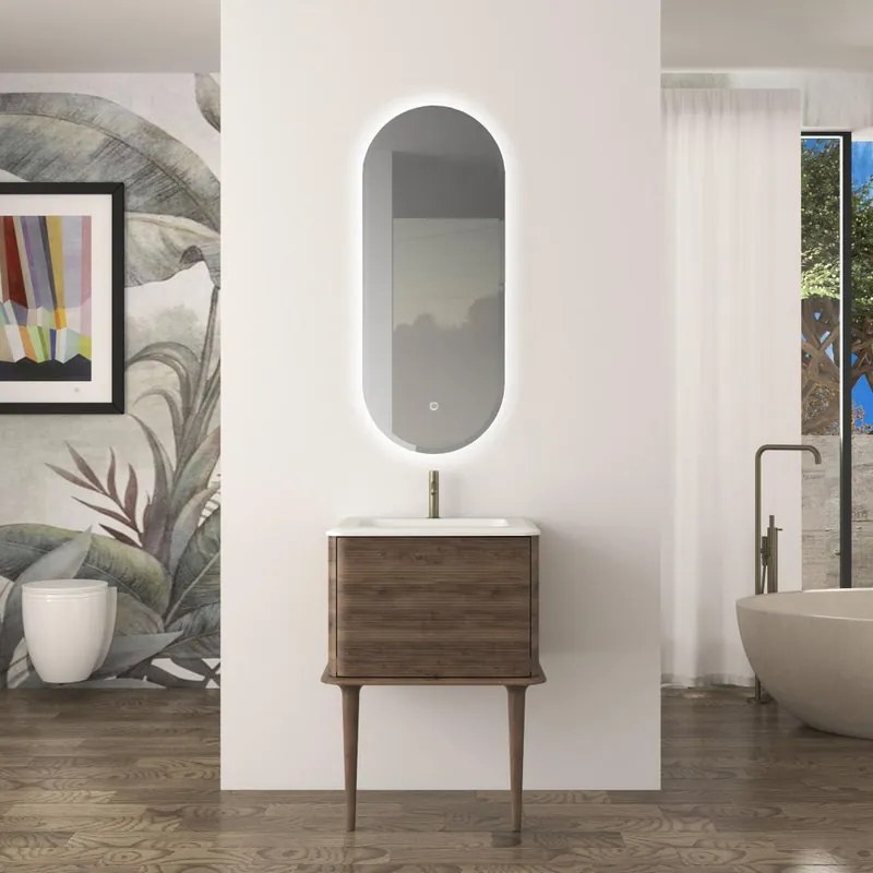 Mobile bagno con lavabo L 64 x H 42 x P 50 cm noce, 1 anta per vasca centrale Bohemia