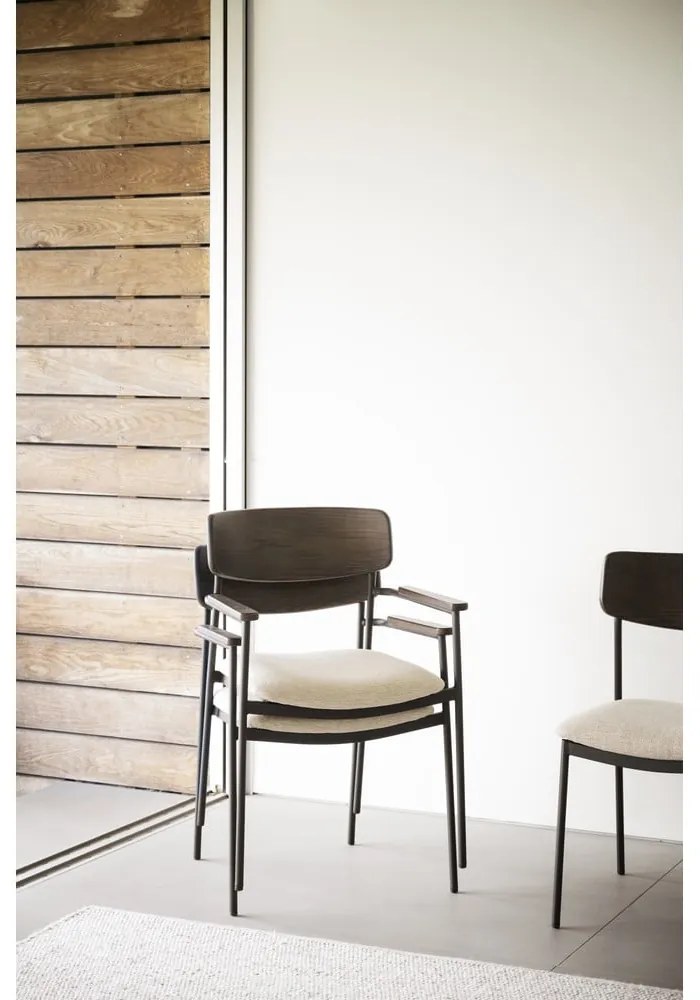 Sedie da pranzo color crema e marrone scuro in un set di 2 pezzi Maymont - Rowico