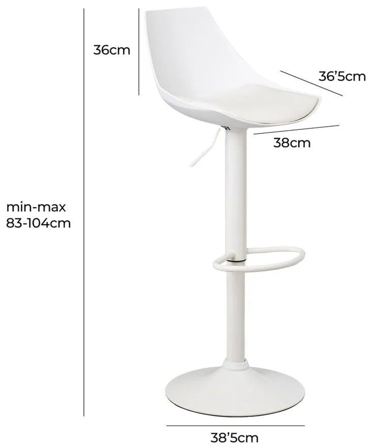 Sgabelli da bar bianchi ad altezza regolabile in similpelle in set di 2 (altezza seduta 56,5 cm) - Casa Selección