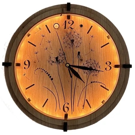 Li-Go 23688/DUB2 - Orologio LED con sensore di movimento, alimentazione 1xAA, diametro 32 cm, finitura in rovere